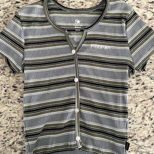 FIVESTAR GENERAL CO. Stripe Button Knit Womens Top - Size SMALL